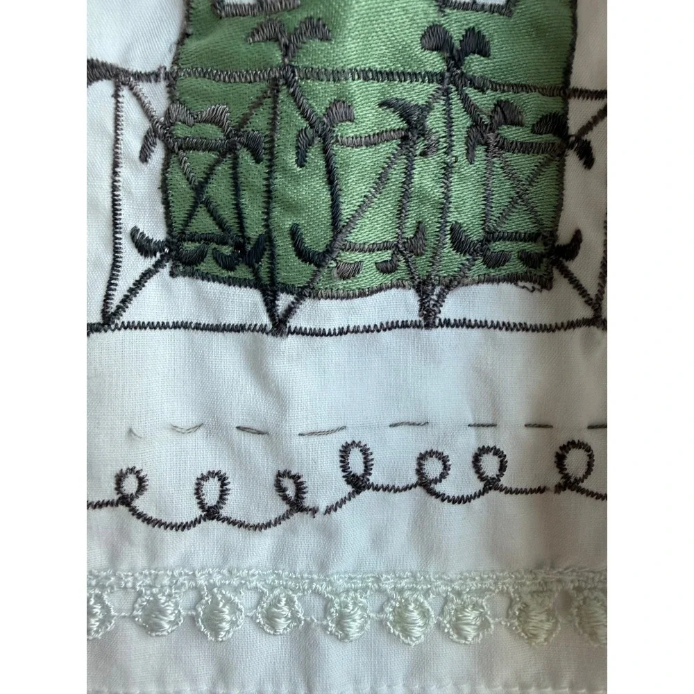 Vintage Style Embroidered Paris Cafe Scene Window Valance White Lace Trim 59x15